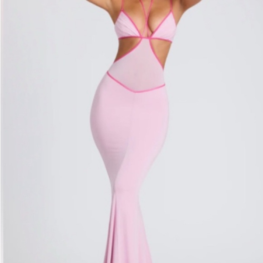 Oh Polly Light Pink Backless Maxi Dress never worn
